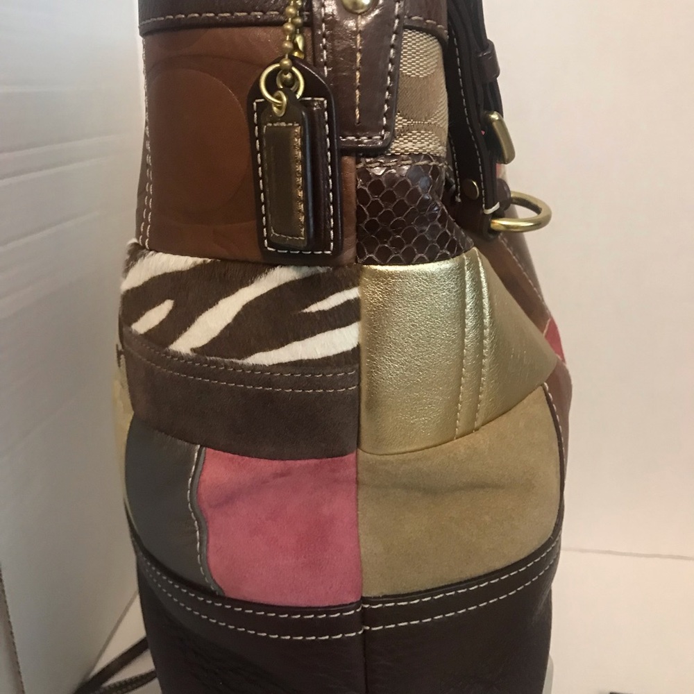Coach Brown Leather and Suede Patchwork Design H0693-10434 plus Wristlet Tote - Picture 5 of 12